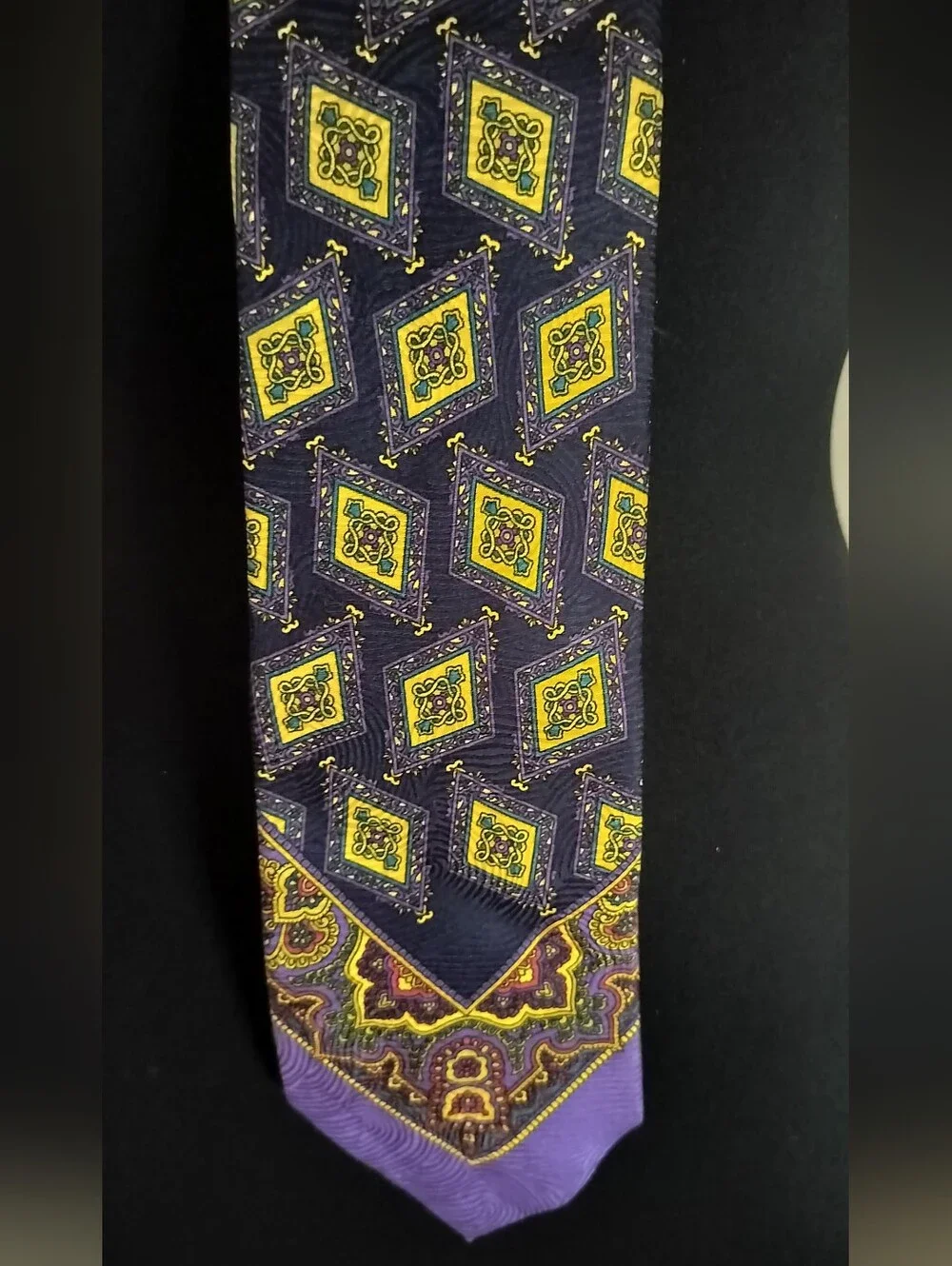 Versace Purple and Gold Diamond Medallion Tie